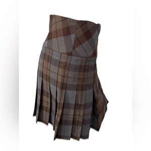 Gaelic Themes Scotland Tartan Kilt Skirt Plaid Brown Gray 27 Waist Buckle Wrap